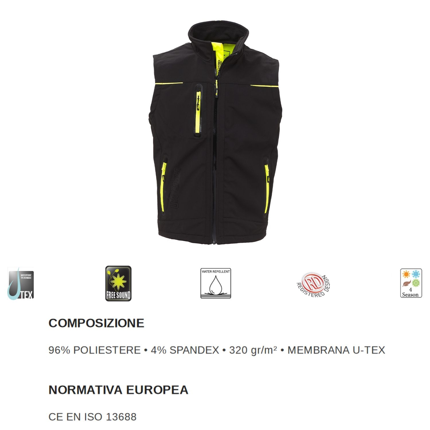 Gilet da lavoro U-Power Universe nero - CHIRICOTTO S.A.S